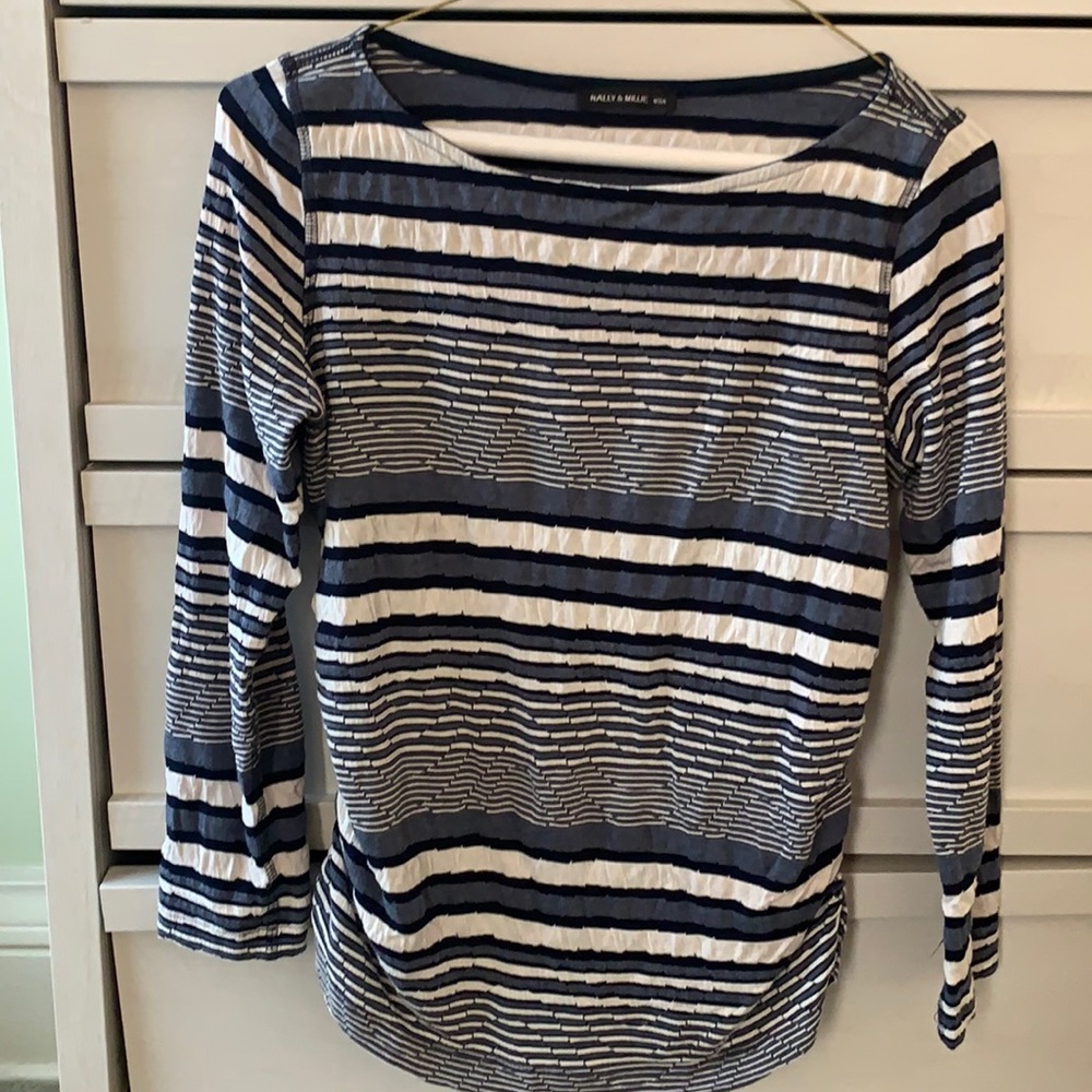 Nally & Millie blue stripe stretchy shirt